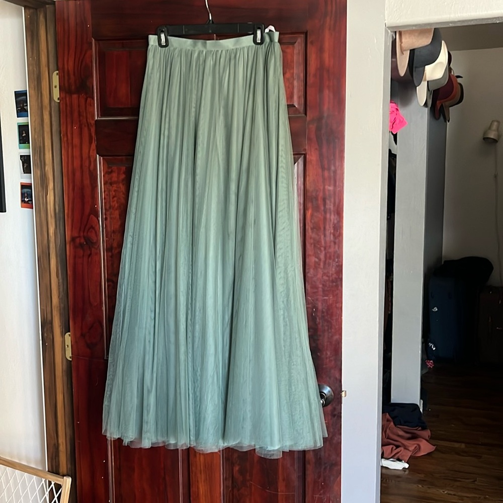 Revelry Sage Green Maxi Tulle Skirt